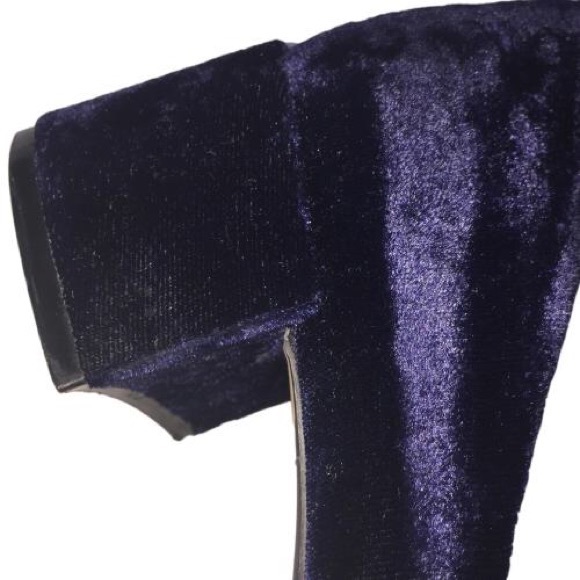 🌷Zara Midnight Blue Velvet Chunky Heel Pump 39🌷 - Picture 9 of 13